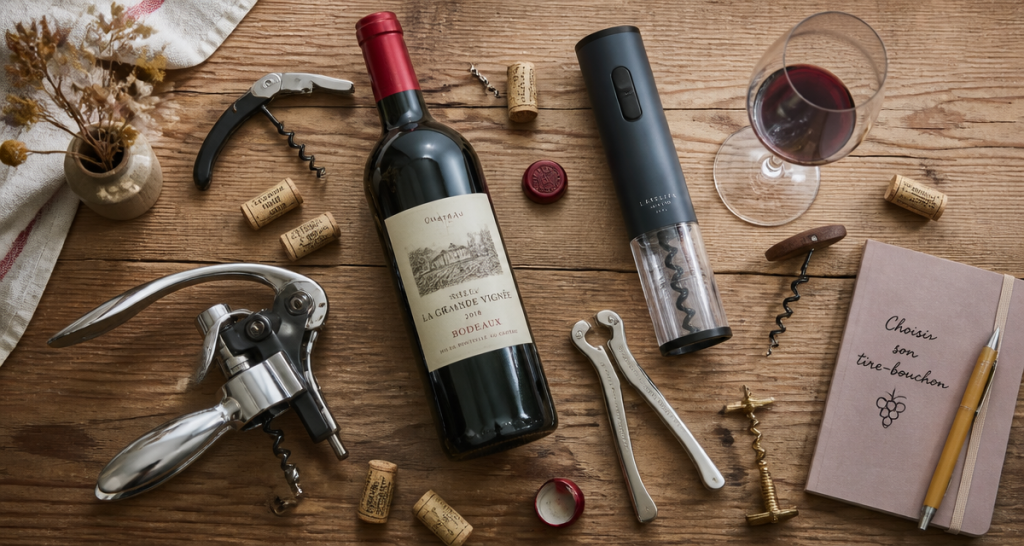 tir bouchon différents modèles autour bouteille de vin