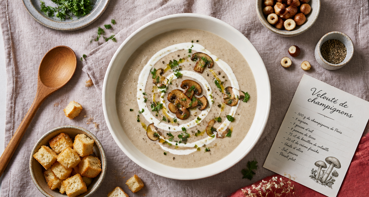 velouté de champignons thermomix crème et croûtons