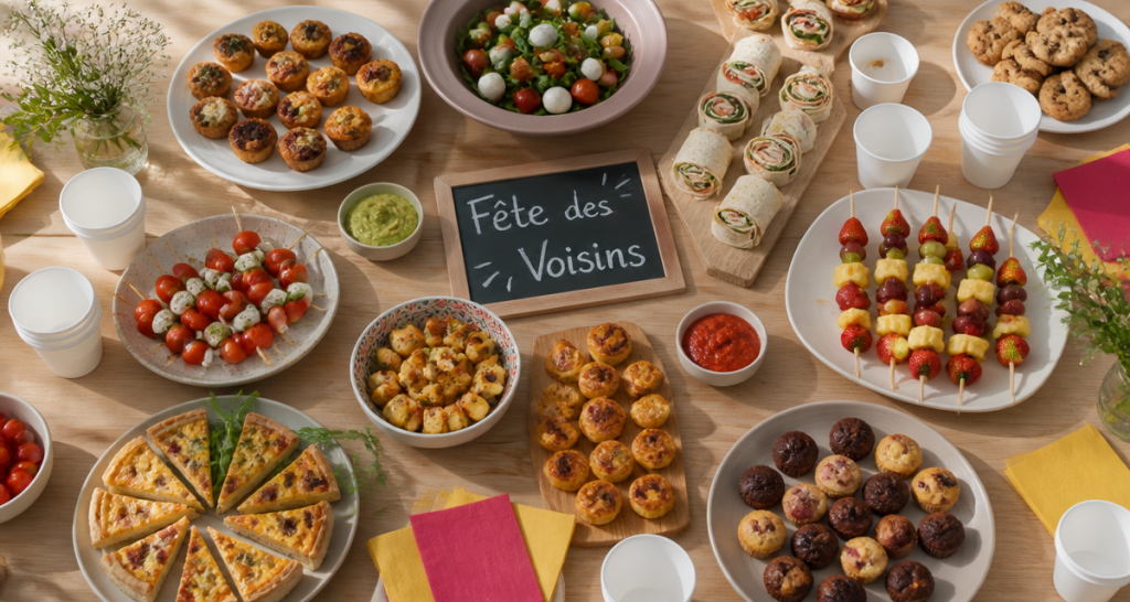 fête des voisins quoi apporter buffet finger food