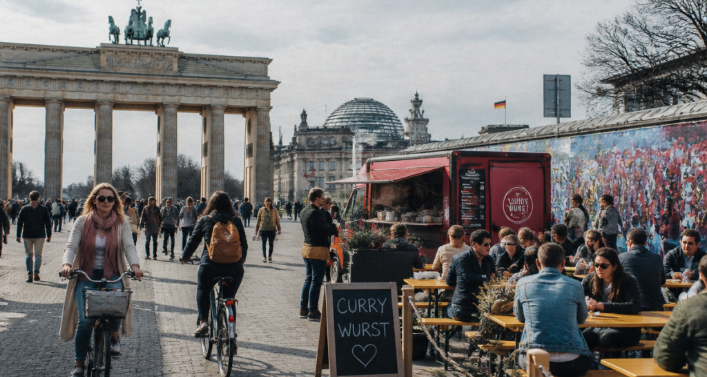 incontournable berlin porte brandebourg cyclistes street art