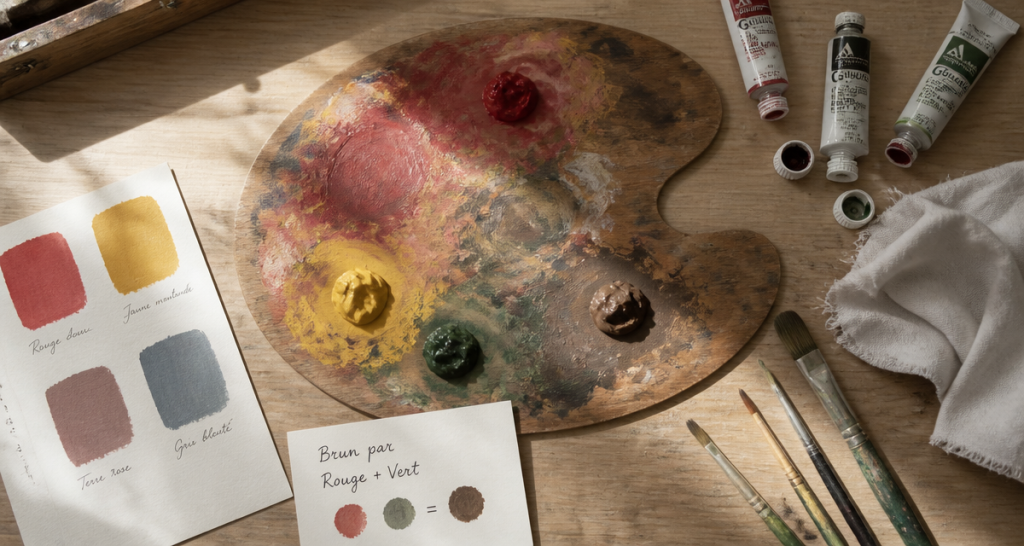 rouge et vert donne quelle couleur palette peinture