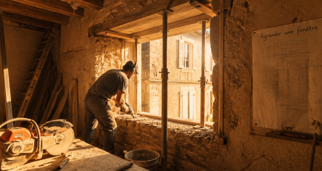 agrandir fenetre chantier maison