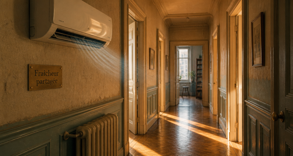 clim dans couloir pour refroidir les chambres dans appartement ancien