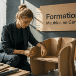 formation meubles en cartons femme assemble fauteuil