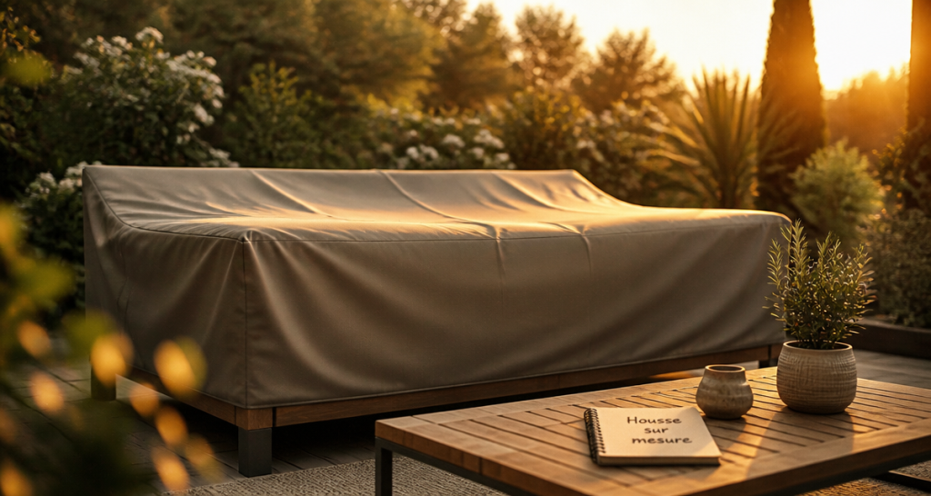 housse salon de jardin sur mesure sur mobilier extérieur