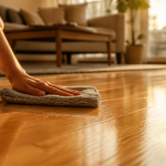 nettoyer parquet vitrifié savon noir main serpillière