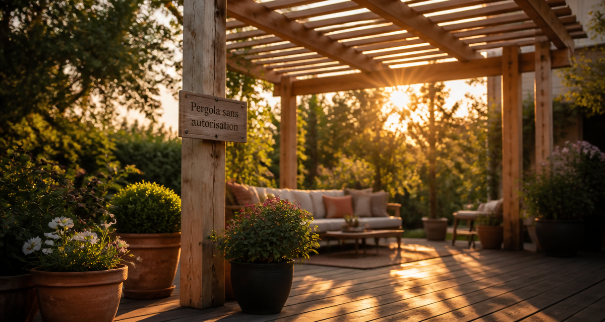 Pergola démontable sans autorisation sur terrasse