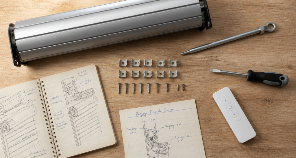 réglage fin de course volet roulant avec outils et fiche technique