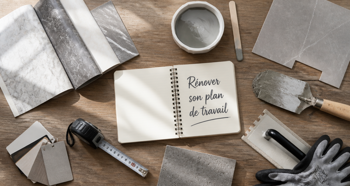revêtement de plan de travail cuisine en rénovation