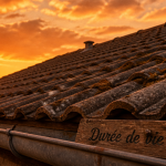Toiture tuile béton durée de vie coucher de soleil