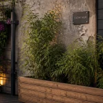 Cache mur extérieur : bardage composite et treillis déco contre un mur dégradé