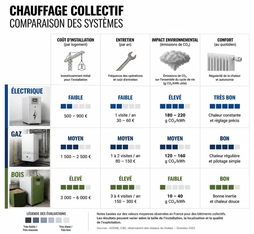 Comparatif des systèmes de chauffage électrique collectif par rapport aux autres énergies