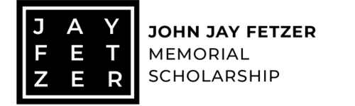 A black background with white text inside a square frame. The text reads "JAY FETZER" in a grid format, with each letter occupying a space within the frame.