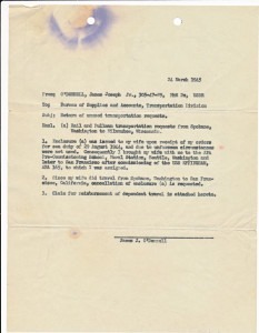 Cancellation of Transport Request For Mom, March 24, 1945