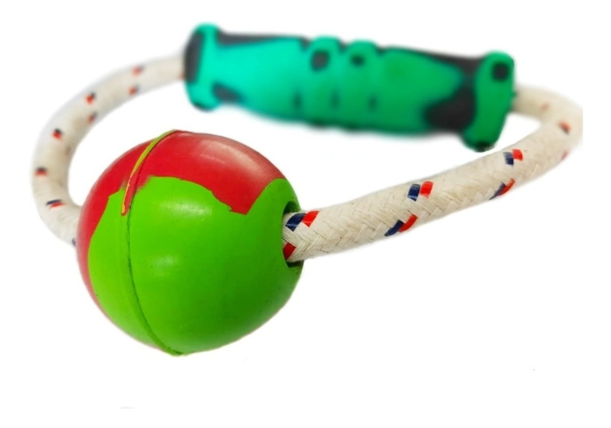 Juguete Para Perro De Goma Tirador Con Pelota Caucho Natural