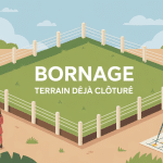 illustration bornage sur terrain déjà clôturé, géomètre et voisins