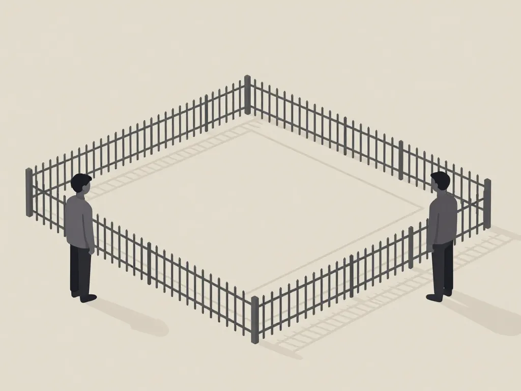 image bornage sur terrain déjà clôturé, clôture et limites