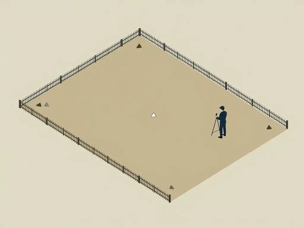 schéma bornage sur terrain déjà clôturé, étapes géomètre