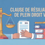 Illustration de clause de résiliation de plein droit visale avec justice, bail et locataire