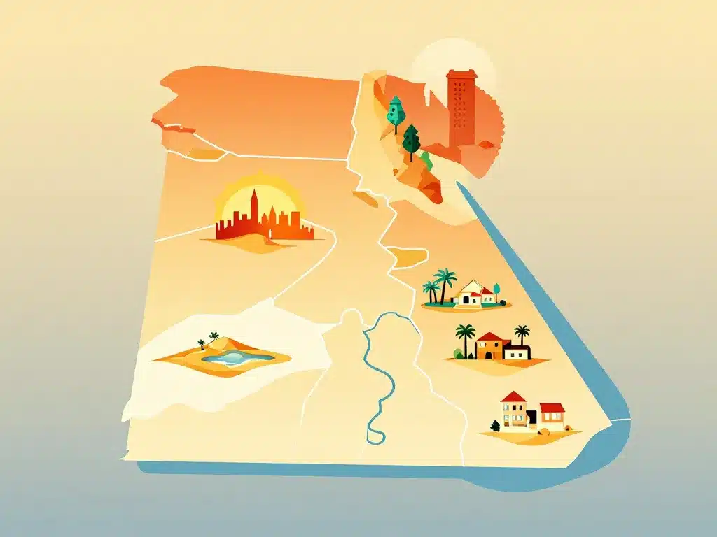 divers styles et régions maison en egypte illustration