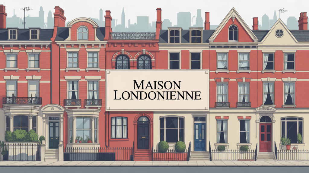 illustration façade maison londonienne typique