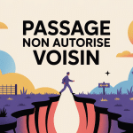mon voisin passe sur mon terrain sans autorisation illustration vectorielle propriété privée