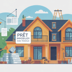 Illustration prêt immobilier avec travaux fait soi-même maison plans outils
