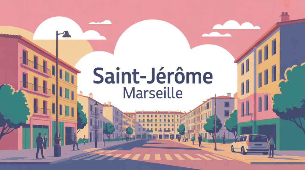 Vue globale quartier Saint Jerome Marseille illustration