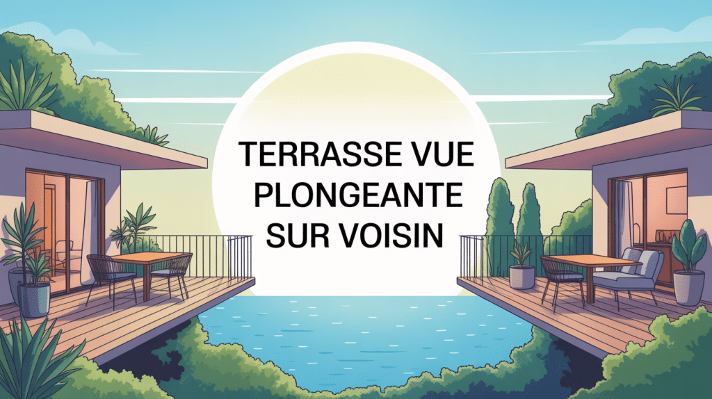 Image terrasse vue plongeante sur voisin limite propriété