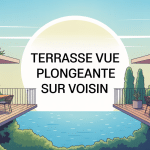 Image terrasse vue plongeante sur voisin limite propriété