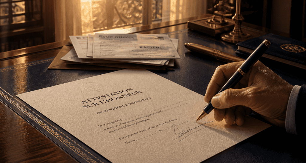 attestation sur l honneur residence principale signature