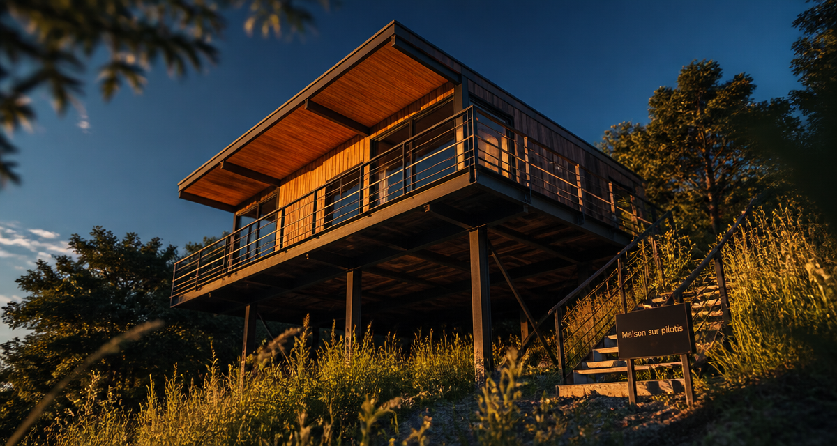 constructeur maison sur pilotis ossature bois acier