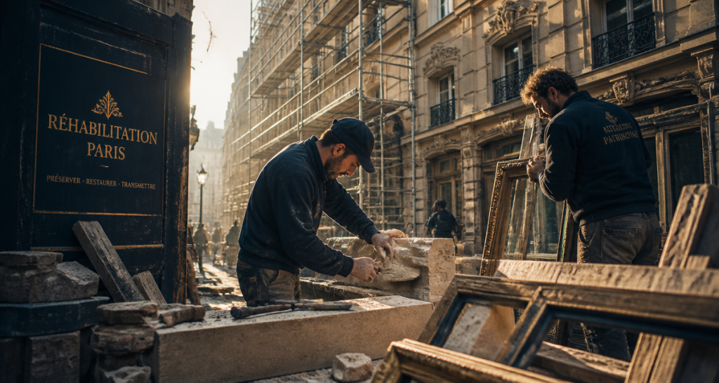 Réhabilitation de bâtiments anciens Paris artisans façade haussmannienne