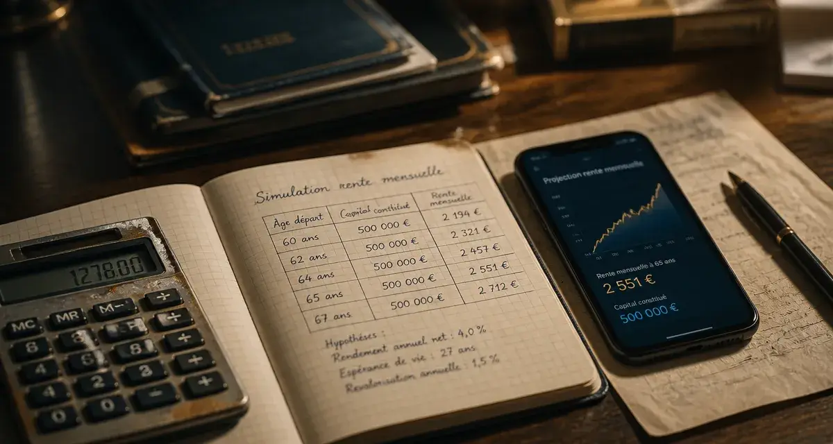 Simulation placement avec rente mensuelle : calcul du capital pour 1 000 € par mois