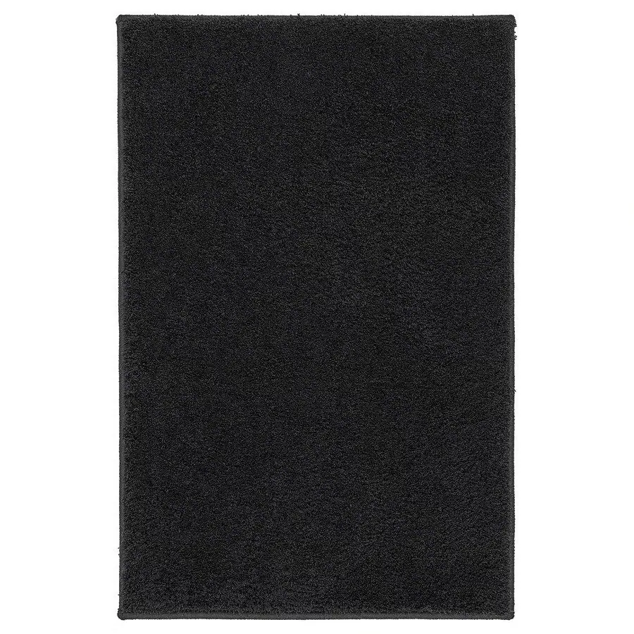 Black Backmara bath mat, 40x60 cm, non-slip bathroom rug.