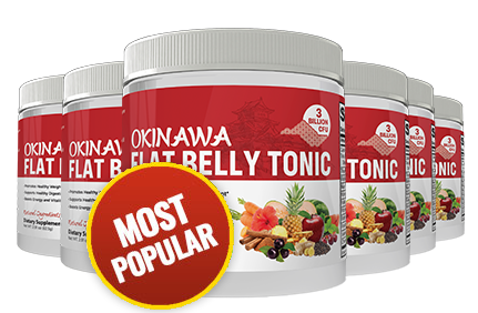 Three purchase kit options for Flat Belly Tonic, showing 1 bottle, a popular kit with 3 bottles, and a best-value kit with 6 bottles, representing the product's discounted offers for weight loss.