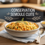 Semoule cuite dorée conservation bol blanc