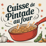 Cuisse de pintade au four sortie du four avec légumes