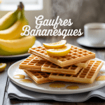 Gaufres bananesques Chicchew dorées avec tranches de banane et sirop