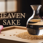 Bouteille Heaven Sake premium sur bois et fleurs de cerisier