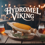 corne à boire hydromel viking sur table médiévale