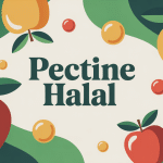 Illustration pectine halal avec fruits et molécules