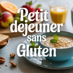 Petit déjeuner sans gluten élégant avec porridge, fruits et pain grillé