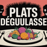 Plats dégueulasse assiette étrange et grimaces personnages