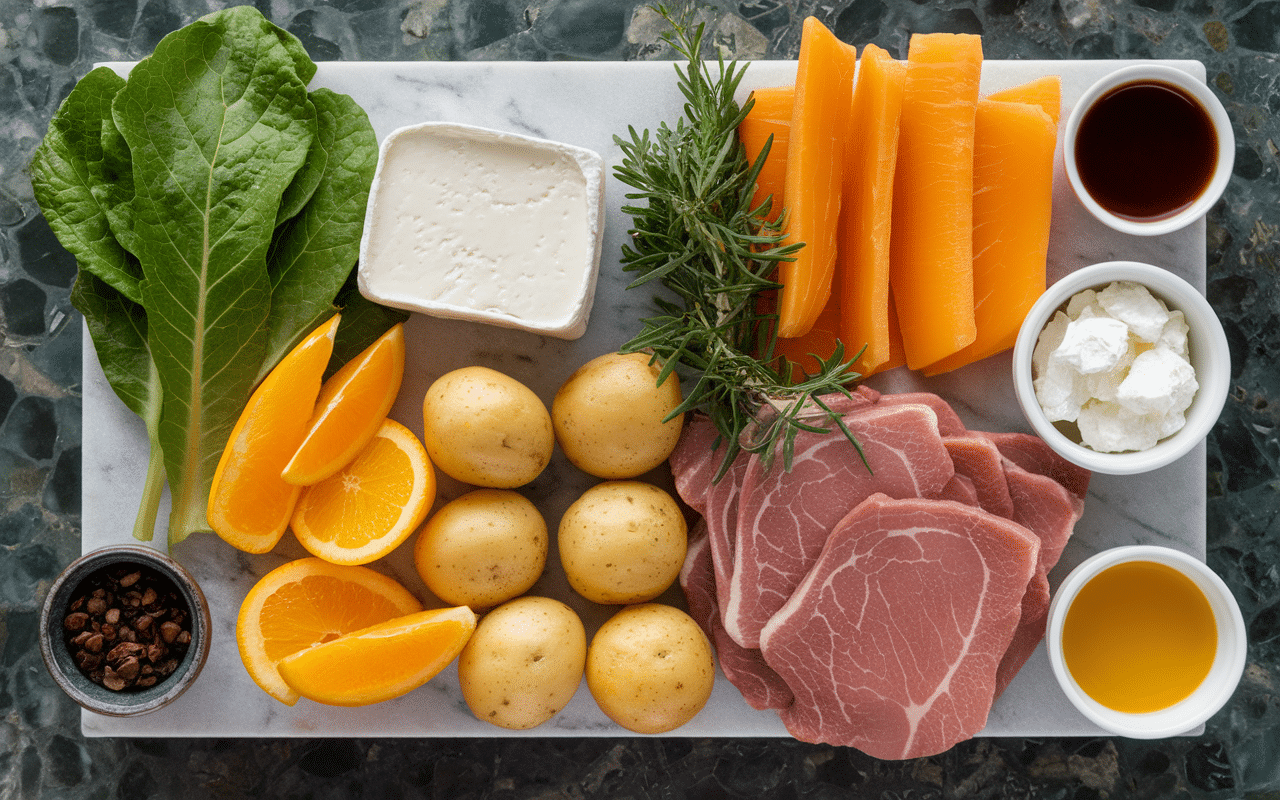 Ingrédients variés pour cuisiner la sauge