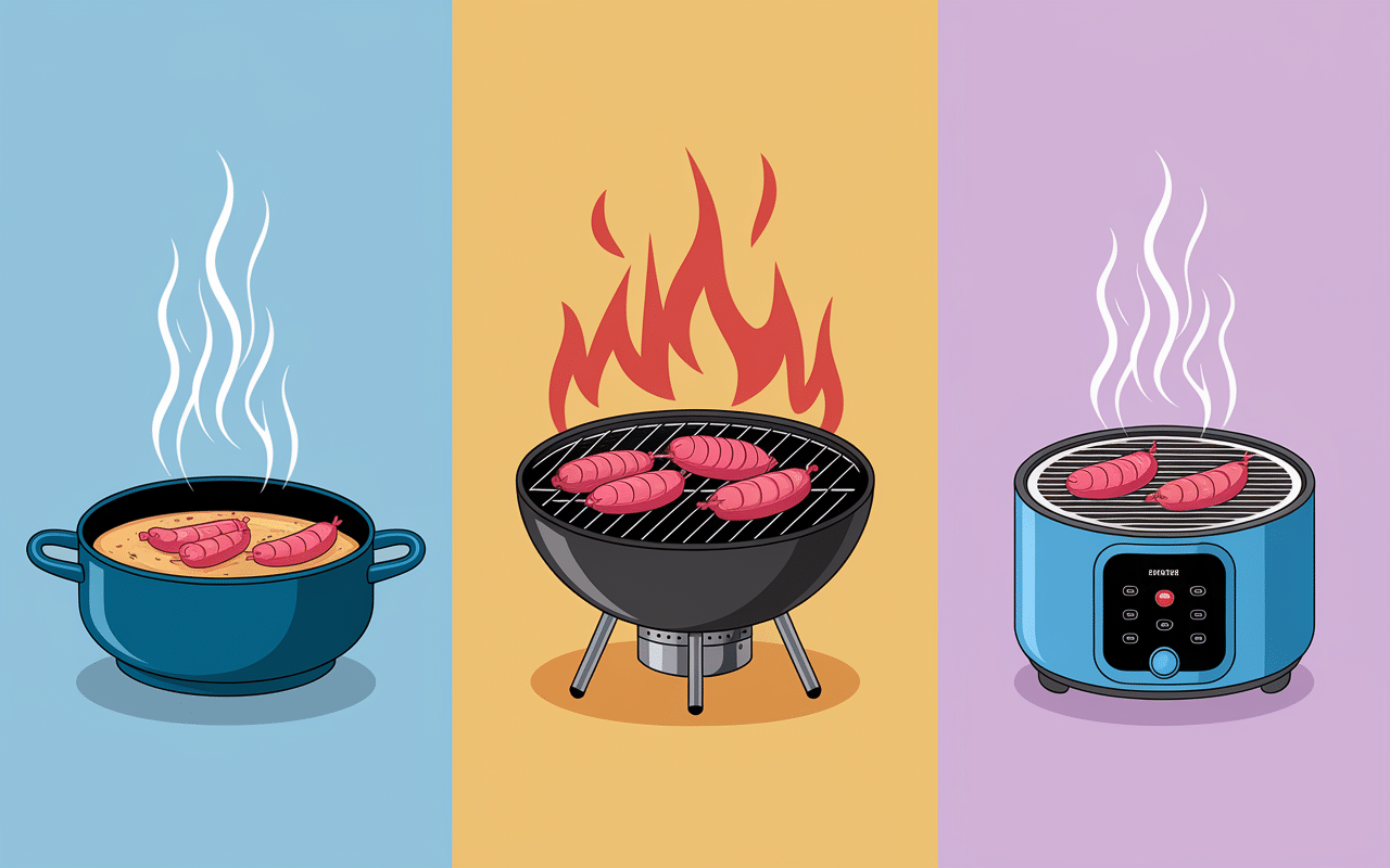 Méthodes cuisson saucisse de Francfort vapeur grill micro-ondes