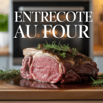 entrecote au four sur planche en bois