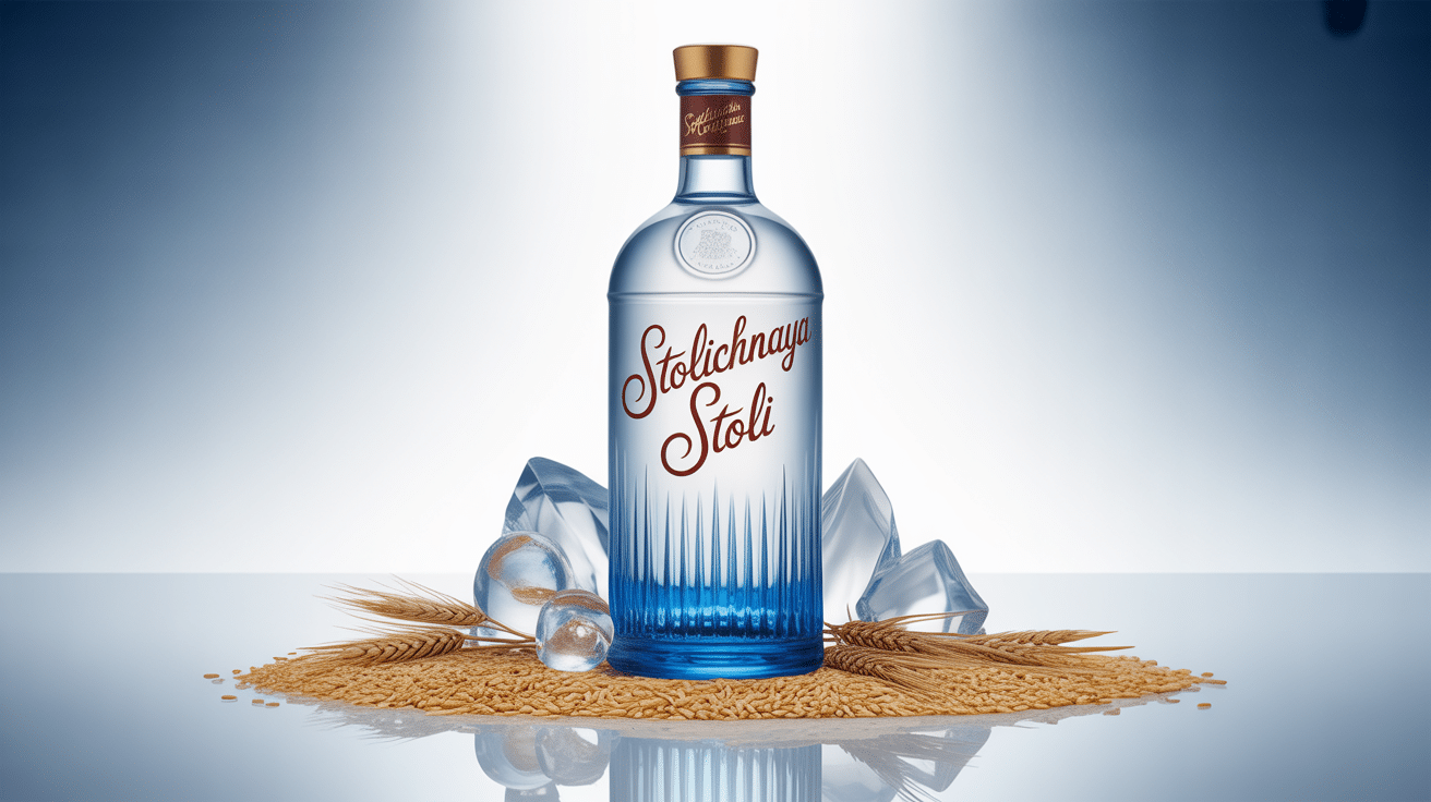 bouteille stolichnaya stoli vodka blé glace