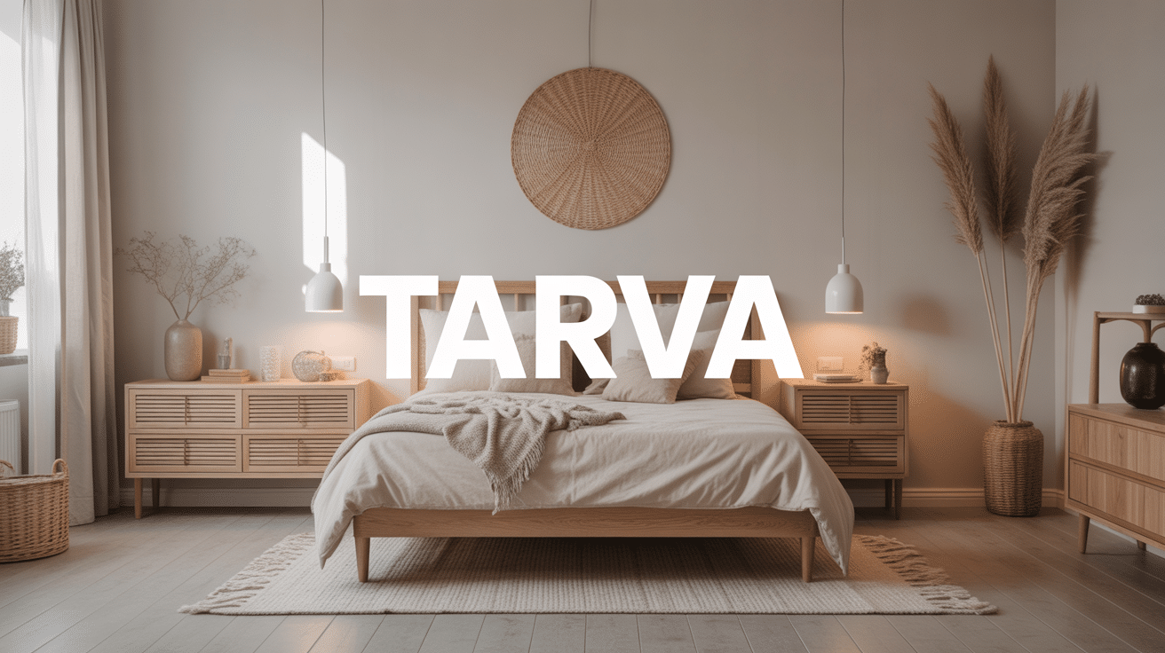 Chambre moderne avec meubles tarva en bois clair