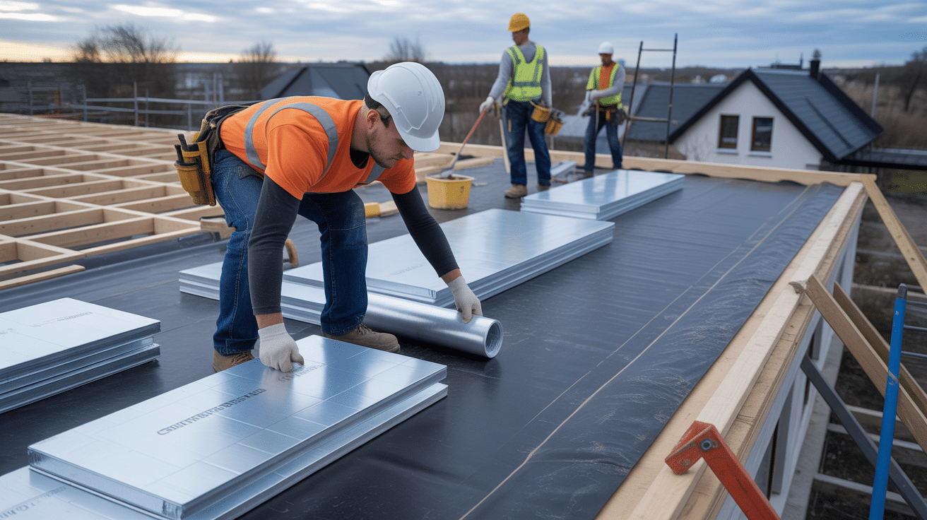 Travaux toiture plat ossature bois isolation etancheite